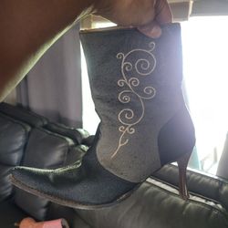 Lagarto Boots Half Calf Grey And Black Size 8