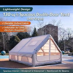 Inflatable Air Tent 130 sq ft Double Door Waterproof Camping Tent Easy Setup No Poles Family Outdoor