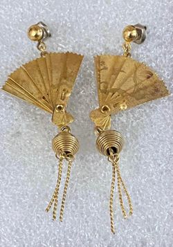 Aretes Gold Filled abanicos joyería antigua