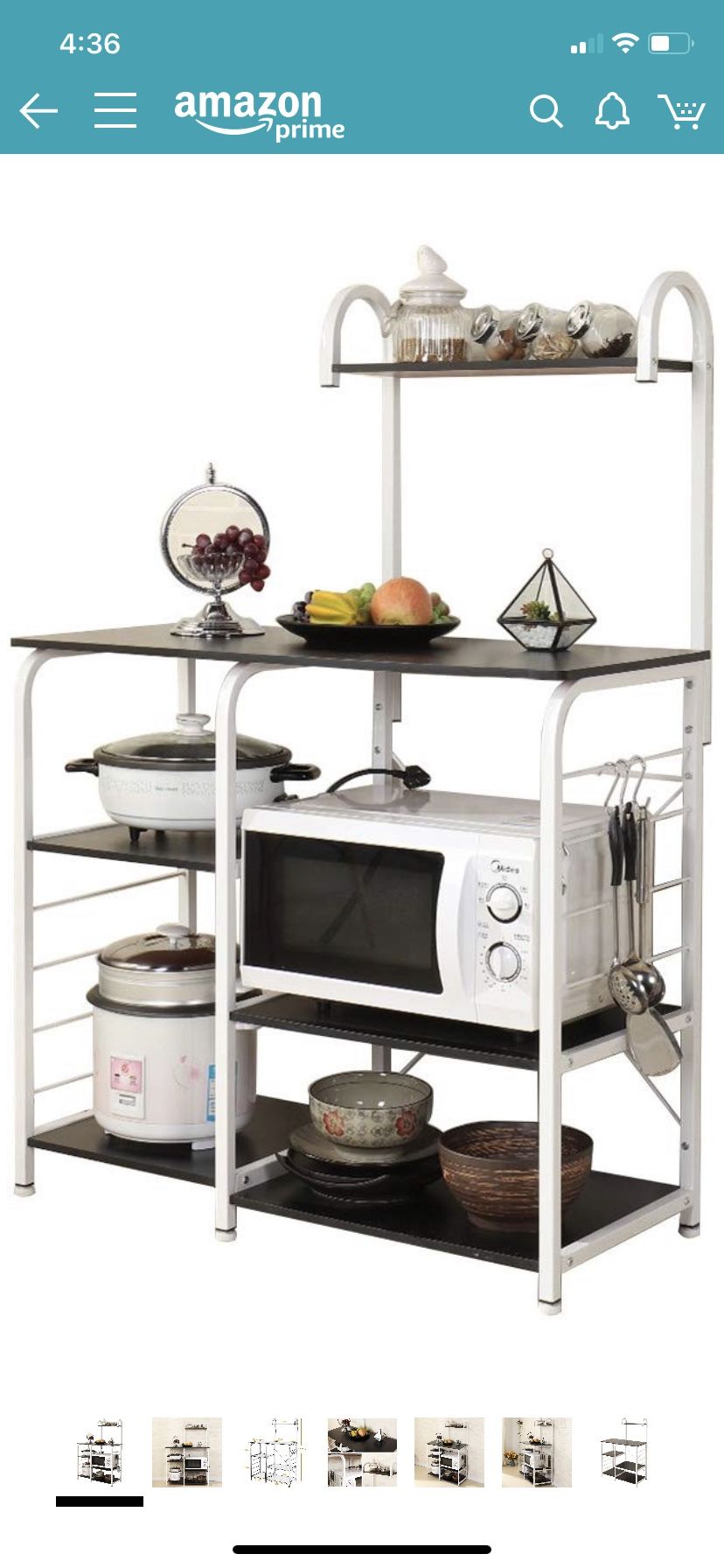 Multi-Functional Kitchen Baker's Rack Utility Microwave Oven Stand Storage Cart Workstation Shelf, Black Brown