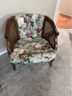 Vintage style floral print barrel chair