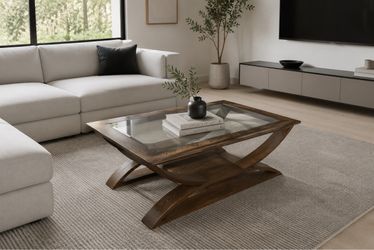 Wood and Glass Coffee Table