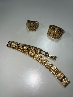 14k gold nugget set 14k gold nugget bracelet 21.1g gold nugget ring 6.6g 10k gold nugget ring 3.2g