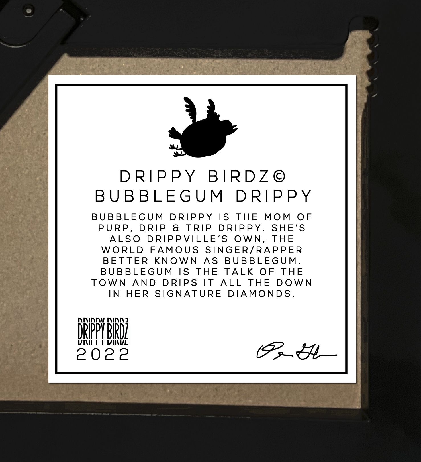 Bubblegum Drippy Birdz Framed Art 8”x8”