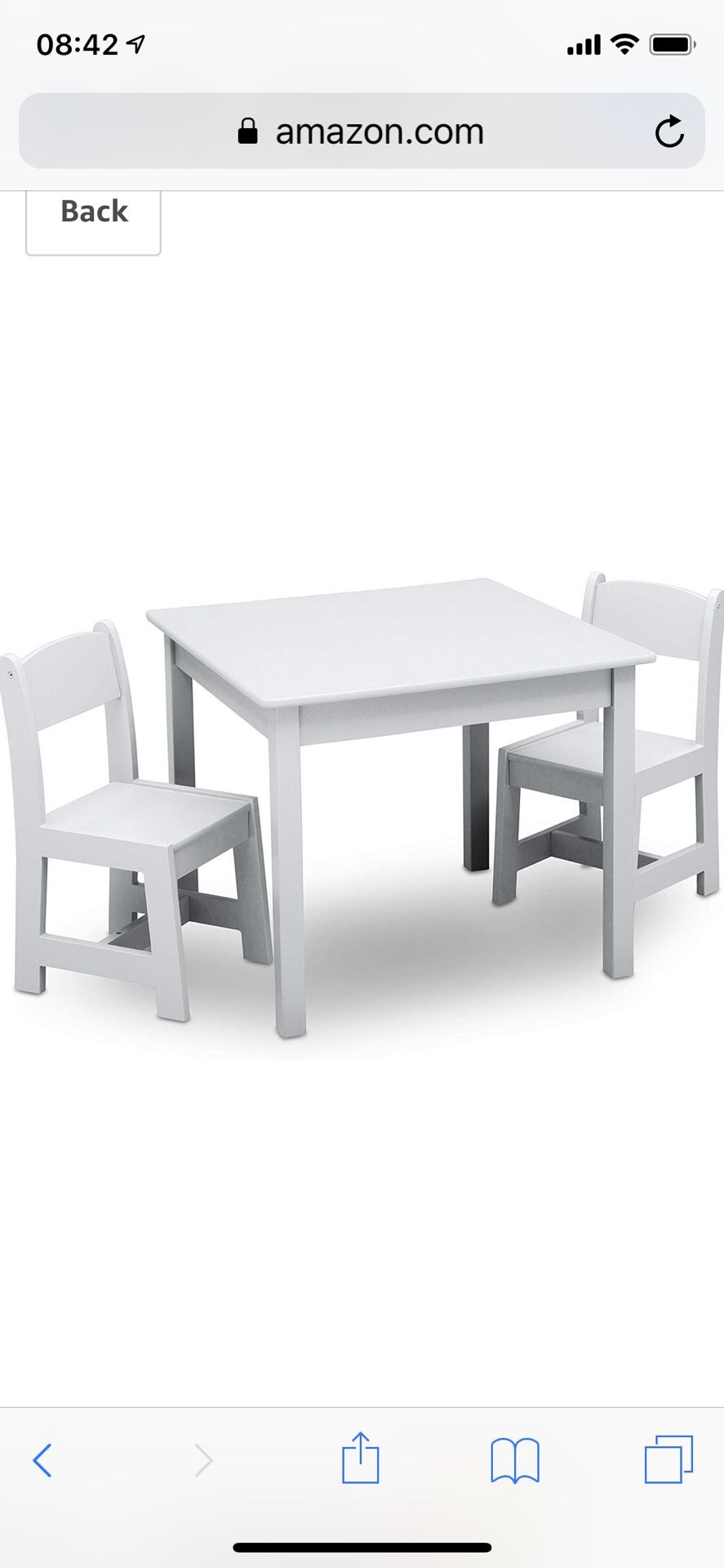 Delta Children MySize Kids Wood Chair Set and Table (2 Chairs Included), Bianca White