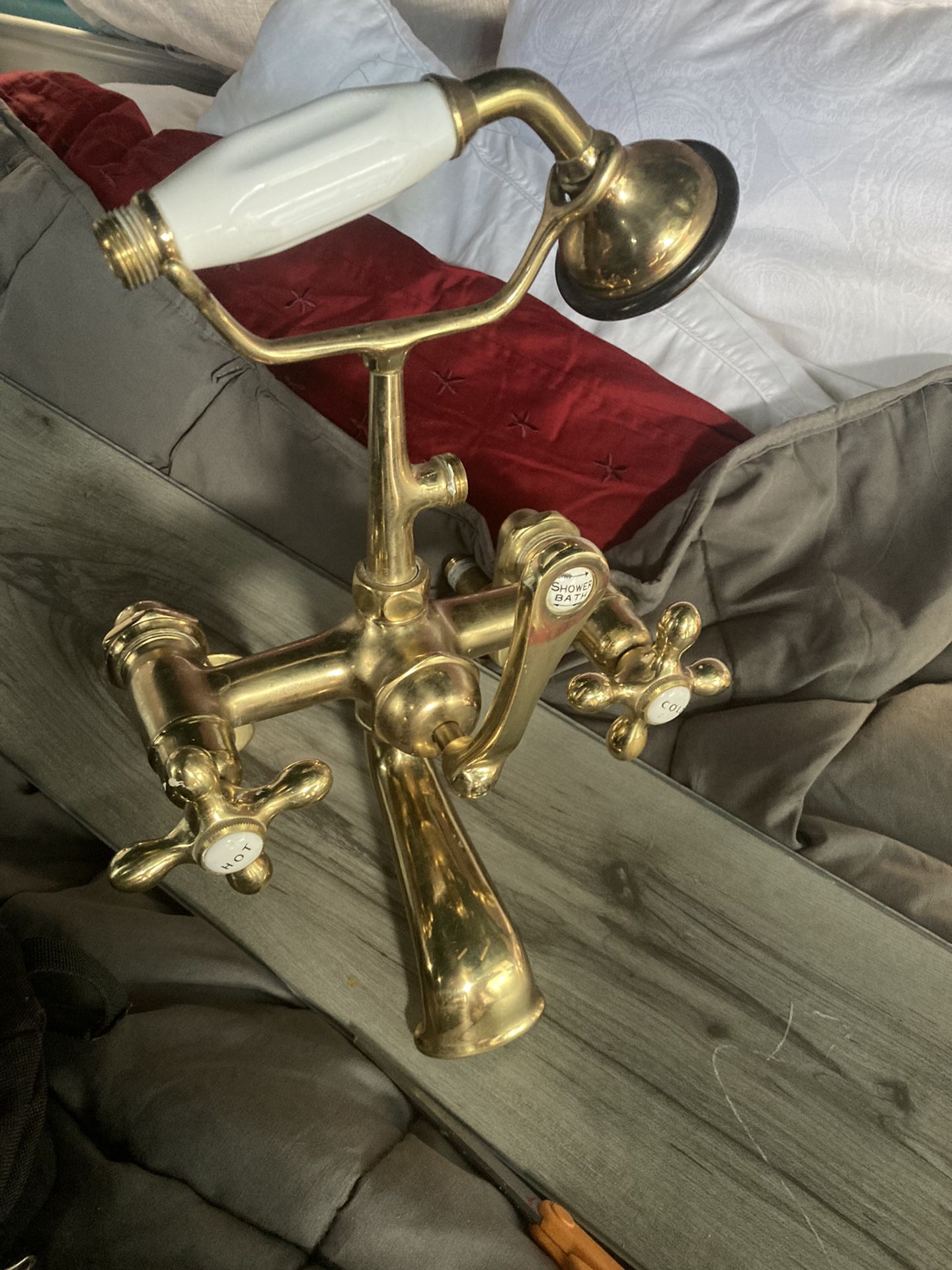 Vintage Kingston Solid Brass Shower Faucet