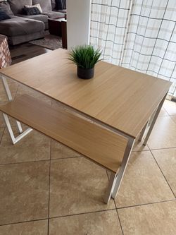 Modern Dining Table and Bench Set