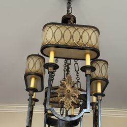 Vintage Aged Patina Large Chandelier 
