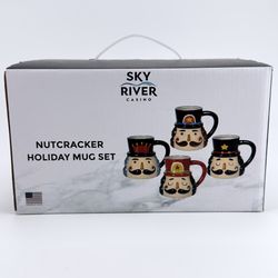 Set of 4 Nutcracker Holiday Mug Set Cups Christmas 12oz  Brand New