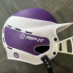 Rip-IT Women’s Vision Pro Size: Medium/Large (6 1/2 - 7 3/8) Two-Tone Softball Batting Helmet Purple White