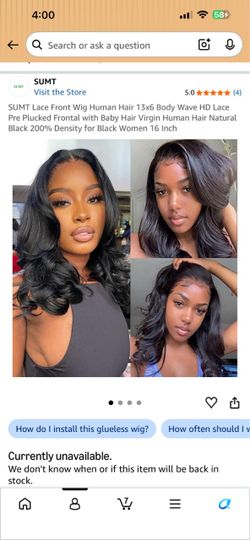 16” Body Wave Human Hair Lace Front Wig