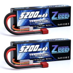 Zeee 7.4V 2S 5200mAh 50C LiPo Hard Case Battery w/ T Plug for 1/8 1/10 RC Cars