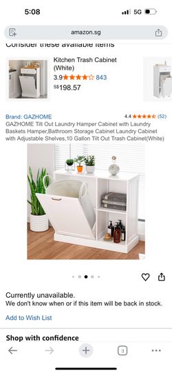 GAZHOME Tilt Out Laundry Hamper Cabinet with Laundry Baskets Hamper, Bathroom Storage Cabinet