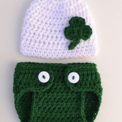 Crocheted St Patrick Diaper Cover Outfit