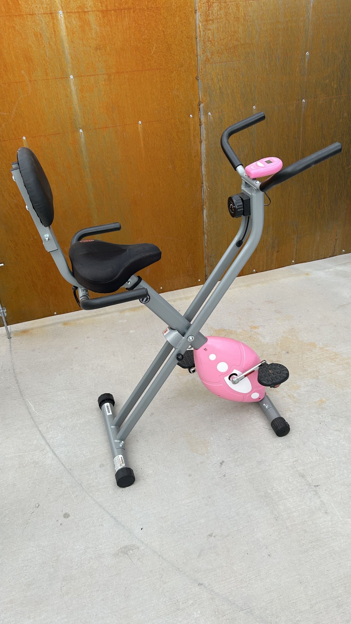 Sunny Health Fitness Pink Foldable Magnetic Exercise Bike,