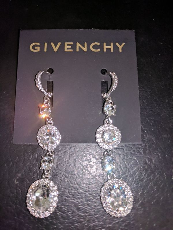 Givenchy Earrings Silver Tone Swarovski Element Double Drop Open In The Continue To Mobile Website