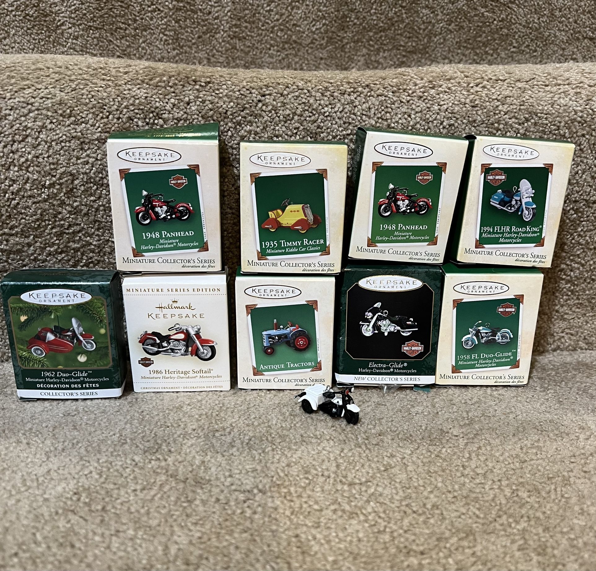 Hallmark Lot of 10 Harley Davidson Motorcycle Racer Tractor Ornaments Miniature