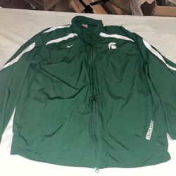 Nike Michigan State Spartans Windbreaker Jacket Mens Xl Green Full Zip Authentic