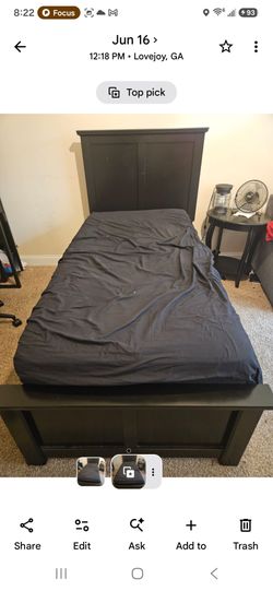Black twin headboard and frame