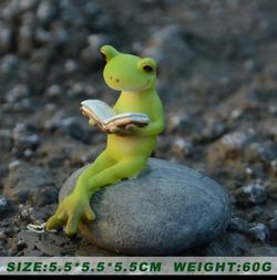 Frog Ornament Decoration Books Home