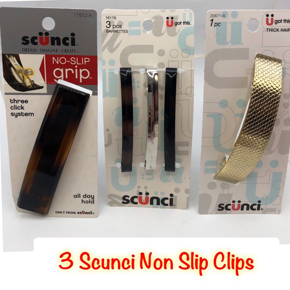 3 Scunci Non Slip bundle clips