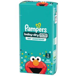 XX Pampers Diapers - Baby Dry - Size 1, 44 Count