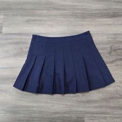 Navy Blue Pleated Skirt 