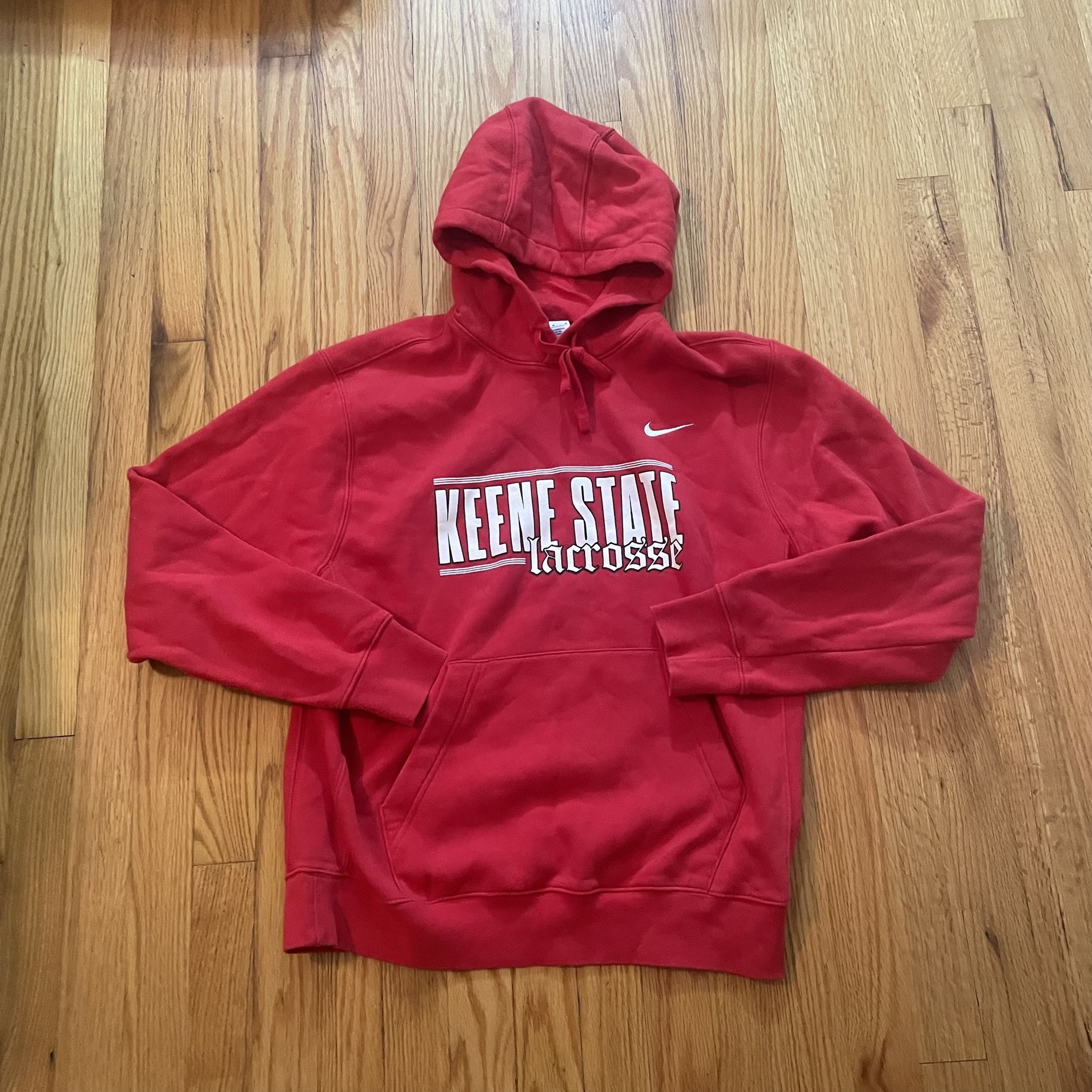 Keene State College Lacrosse Hoodie Hooded Sweatshirt Nike Size Medium - Red
