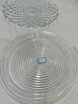 Large detailed Glass Serving Platter Trays
