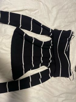 Black and White Striped Knit Crop Top