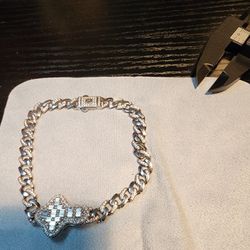 Moissanite Cross Cuban Bracelet