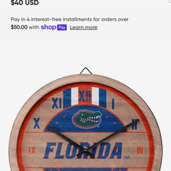 Florida Gators New With Tags Offical Licensed NCAA Wooden Barrel Wall Clock. Brand new with tags beautiful collectors piece. Approximately 11.5" X 11.