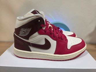 Nike Jordan 1 Mid - Sail Mystic Hibiscus - Women's 6.5 - Brand New In Box