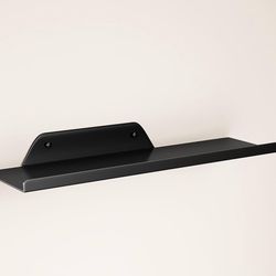 Factory sealed  Black Metal Wall Shelf For Storage W/ Lip. 12” Perfect For Kitchen or Bathroom. Hardware included.