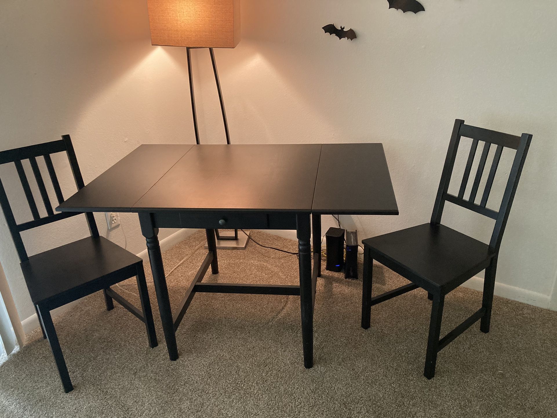 IKEA INGATORP / STEFAN Table and 2 chairs, black-brown