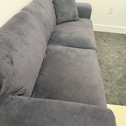 Large 3-Seater Couch w/ Removable Slipcover – Dark Gray – 7’5” Long