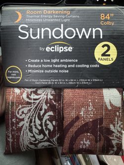 2 -84 in Eclipse Colby Room Darkening Panels in Rich Brown and Cream