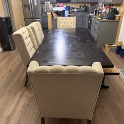 Farmhouse Table with 4 Chairs and Wooden Bench