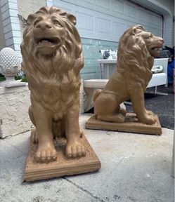 Pair Of Cement LION Statues- Good Condition