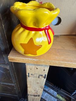 Yellow Ceramic Money Bag Cookie Jar