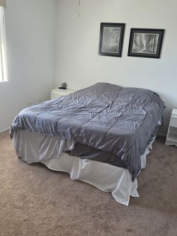 Queen Mattress Memory Foam, Box Spring, And Bed Frame Included. Moving Comfotable Usually Had A Mattress Topper 