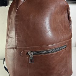 Zara Man Brown Synthetic Leather Backpack 