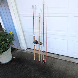 Lot of 3 Fly And Fishing Poles With Reels