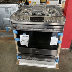 New LG ThinQ 5 Burner Gas Slide In Stove 30” Wide