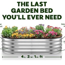 Galvanized Raised Garden Beds Outdoor // 4×2×1 ft (2-Pack) Planter Raised Beds for Gardening, Vegetables, Flowers // Large Metal Garden Box (Silver) /