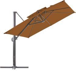 New 10 FT 2 Tier Square Patio Umbrella with  Aluminum Base and 360° Rotation
