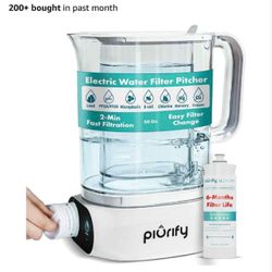 Compact 50oz Countertop Electric Water Filter Pitcher – Removes 99% of Lead, PFAS & Chlorine – 6-Month UltraFiltration