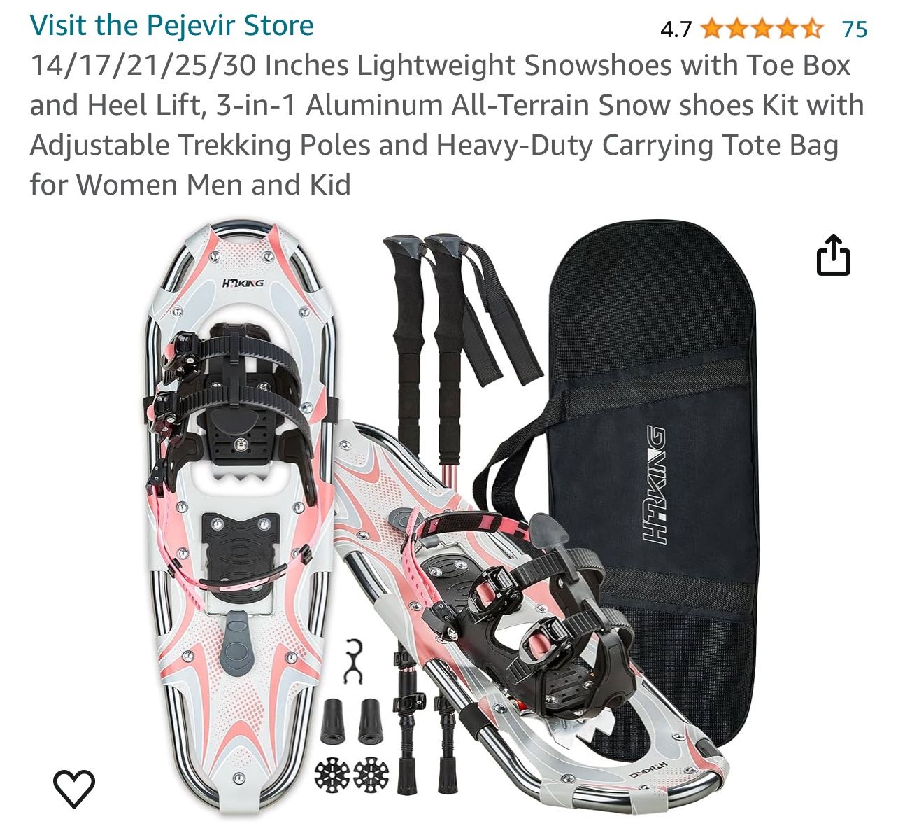 New Snow Shoes 14/17/21/25/30 With Toe Box 