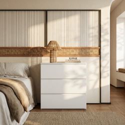 30.3" Modern 3-Drawer Nightstand / Small Dresser with Handle-Free Design