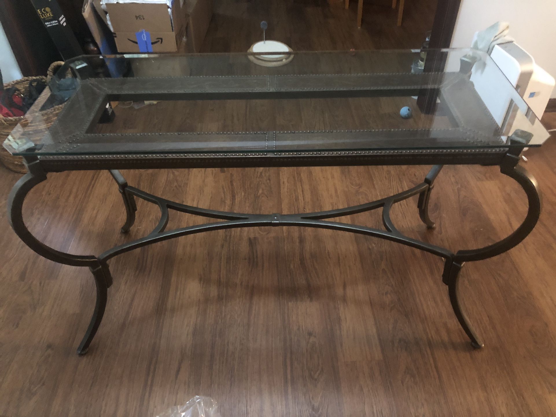 Entryway Glass And Heavy Metal Table